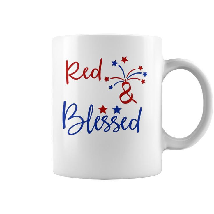 Red White Blessed  4Th Of July Cute Patriotic America Coffee Mug
