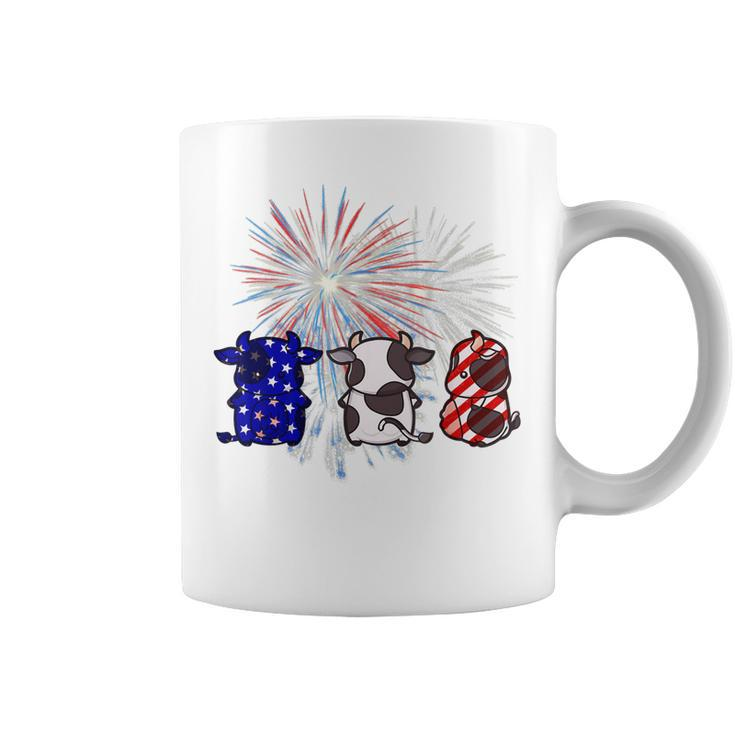 Red White Blue Cow Fireworks Patriotic 4Th Of July  Coffee Mug