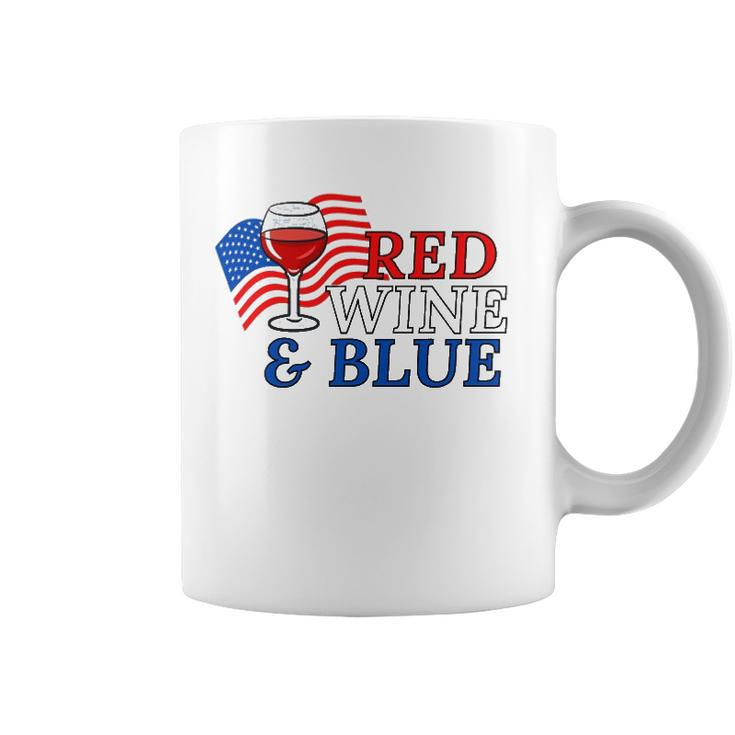 Red Wine & Blue Us Flag 4Th Of July Coffee Mug