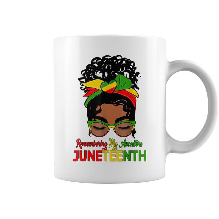Remembering My Ancestors Juneteenth Black Women Messy Bun   Coffee Mug