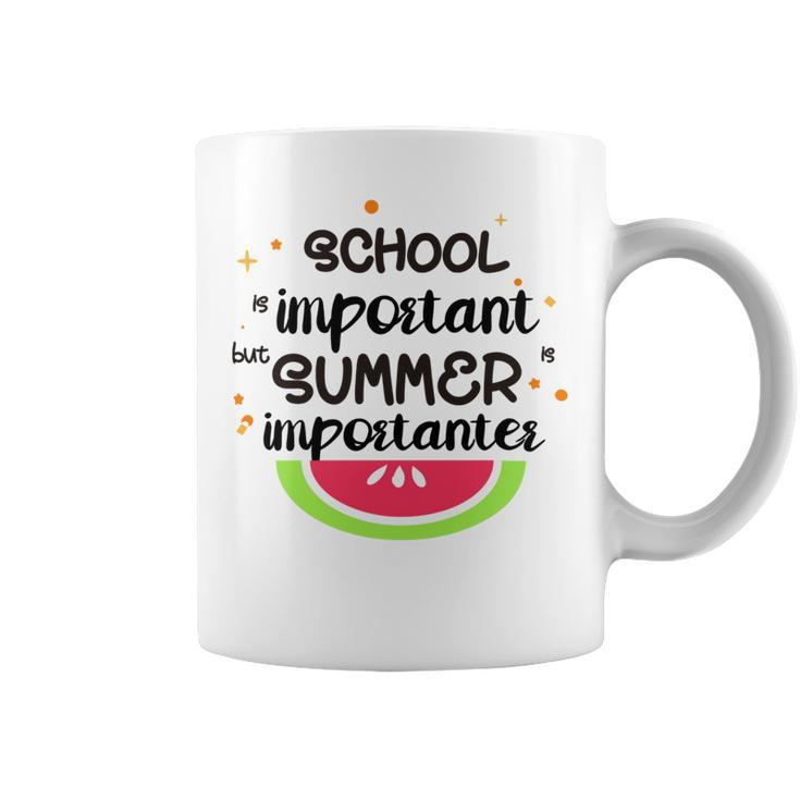School Is Important But Summer Is Importanter Watermelon Design Coffee Mug