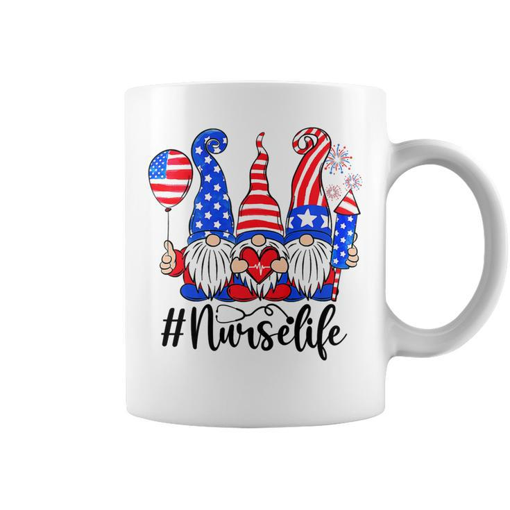 Three American Gnomes Nurses 4Th Of July Nurse Life Women T-Shirt Coffee Mug