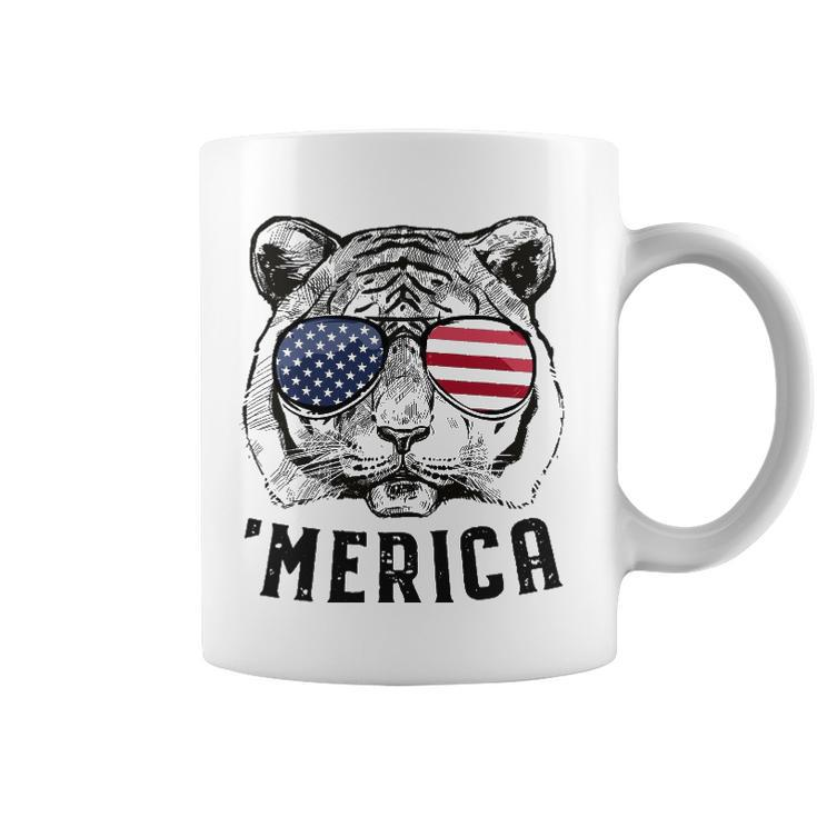 Tiger American Flag 4Th Of July Merica Sunglasses Coffee Mug