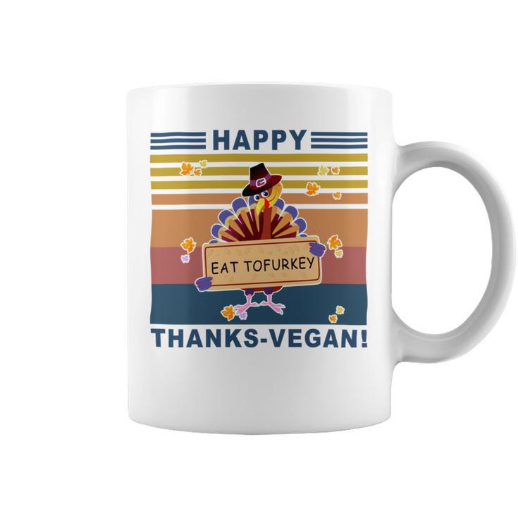 Turkey Happy Thanks Vegan Turkey Vintage Retro Coffee Mug