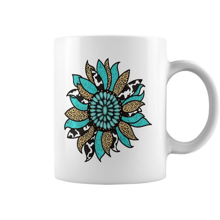 Turquoise Rodeo Decor Graphic Sunflower  Coffee Mug
