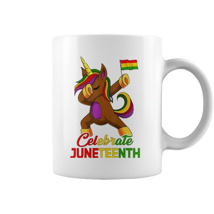 Unicorn Dabbing Juneteenth Celebrate Black Women Girls Kids Coffee Mug