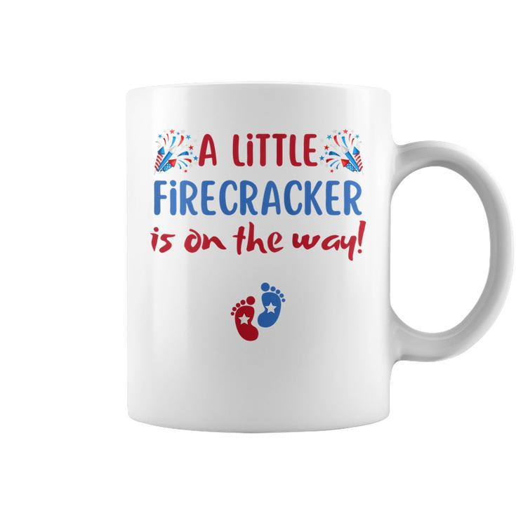 Womens 4Th Of July Pregnancy A Little Firecracker Is On The Way  Coffee Mug