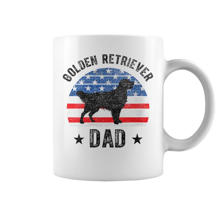 Womens American Flag Golden Retriever Dad 4Th Of July  Coffee Mug