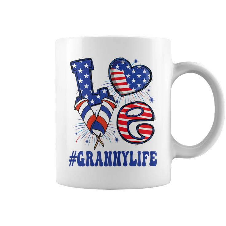 Womens Granny Love Usa Flag Grandma 4Th Of July Family Matching  Coffee Mug