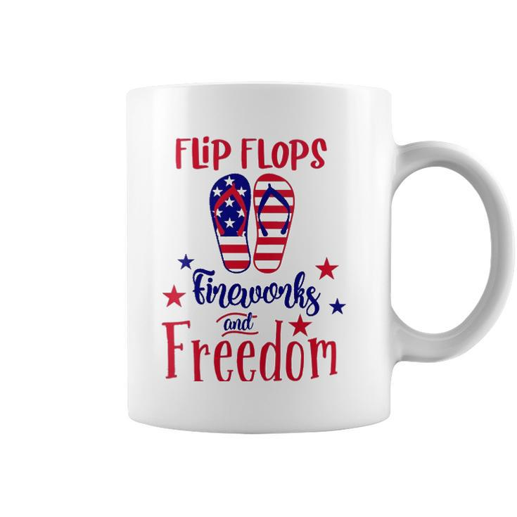 Womens July 4Th Flip Flops Fireworks & Freedom 4Th Of July Party V-Neck Coffee Mug