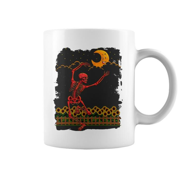 Womens Skeleton Macabre Dancing Red Graphic Goth Halloween Coffee Mug