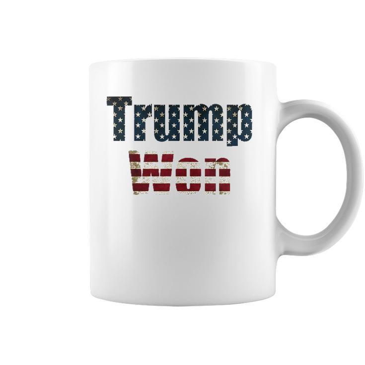 Womens Trump Won Fourth Of July Flag 2024 V-Neck Coffee Mug