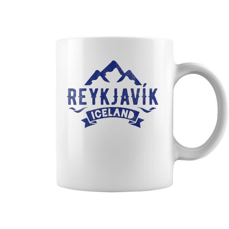 Womens Vintage Reykjavik Iceland With Glaciers Coffee Mug