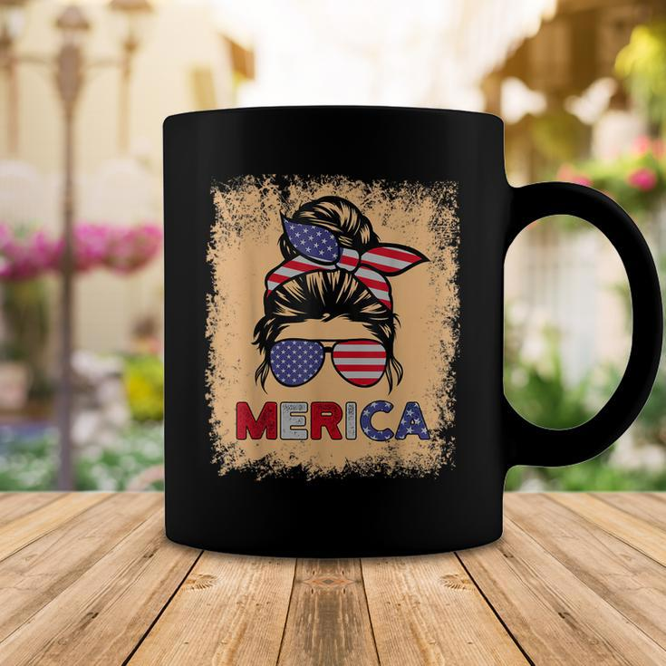 4Th Of July Merica Sunglasses Classy Mom Life Messy Bun Coffee Mug Funny Gifts