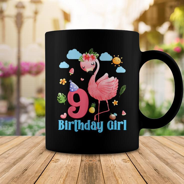 9Th Birthday Girls Flamingo 9 Years Old Tropical Flamingo Coffee Mug Funny Gifts