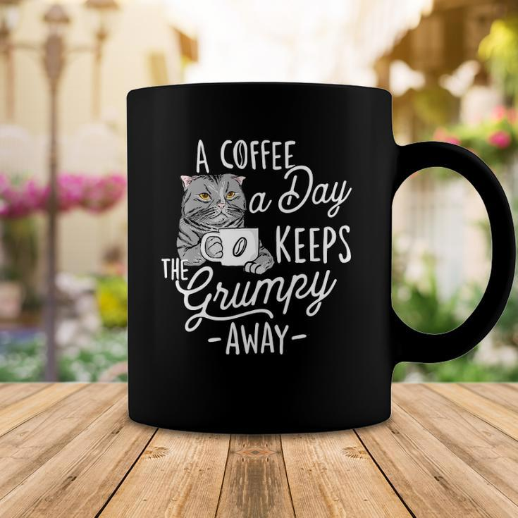 A Coffee A Day Keeps The Grumpy Away - Coffee Lover Caffeine Coffee Mug Unique Gifts