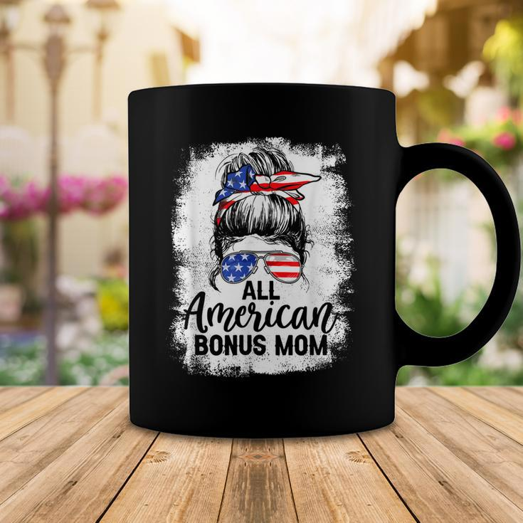 All American Bonus Mom 4Th Of July Messy Bun Proud Merica Coffee Mug Funny Gifts