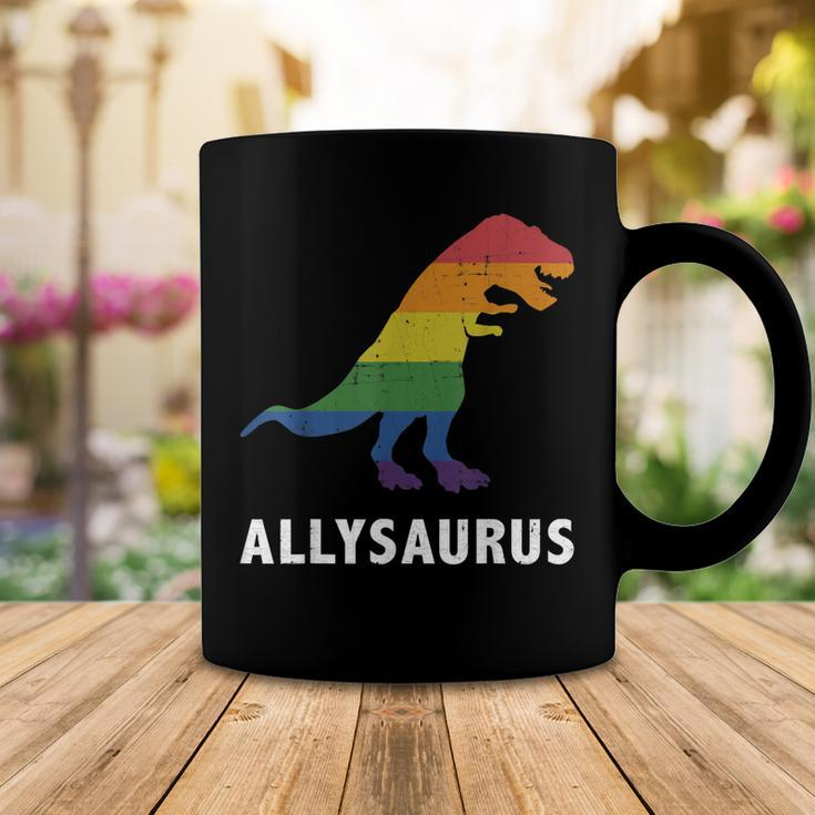 Allysaurus Dinosaur In Rainbow Flag For Ally Lgbt Pride Coffee Mug Unique Gifts
