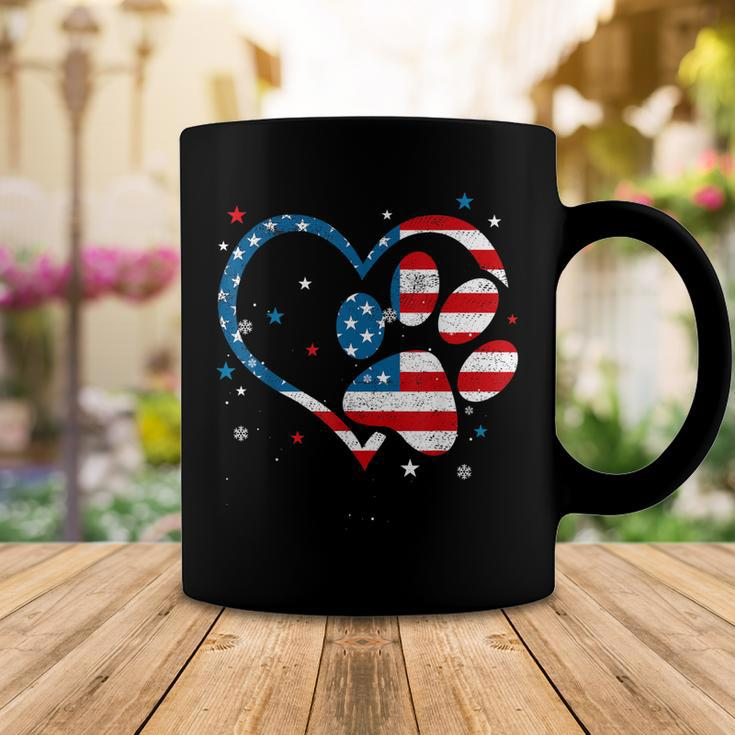 American Flag Patriotic Dog & Cat Paw Print - 4Th Of July Coffee Mug Funny Gifts