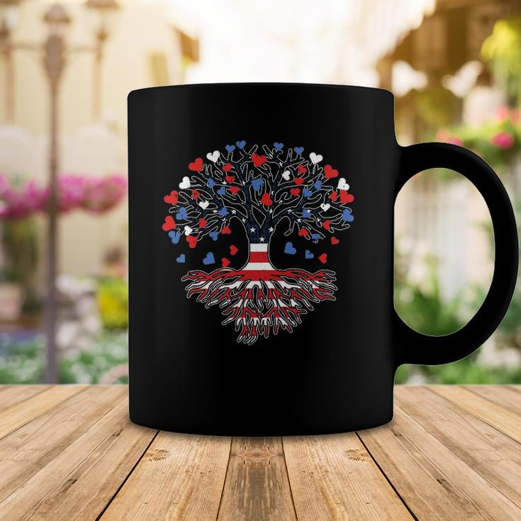 American Tree 4Th Of July Usa Flag Hearts Roots Patriotic Coffee Mug Unique Gifts