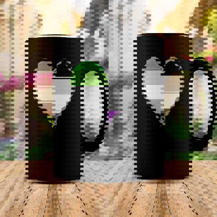 Asexual Aromantic Pride Flag Heart Nonsexual Equality Month Coffee Mug Unique Gifts