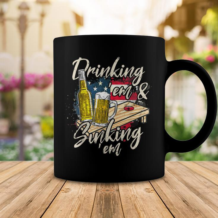Cornhole Beer Drinking Em Sinking Em 4Th Of July Coffee Mug Funny Gifts