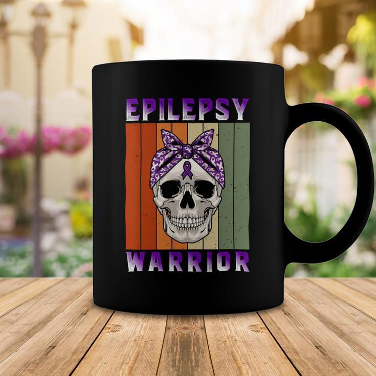 Epilepsy Warrior Skull Women Vintage Purple Ribbon Epilepsy Epilepsy Awareness Coffee Mug Funny Gifts