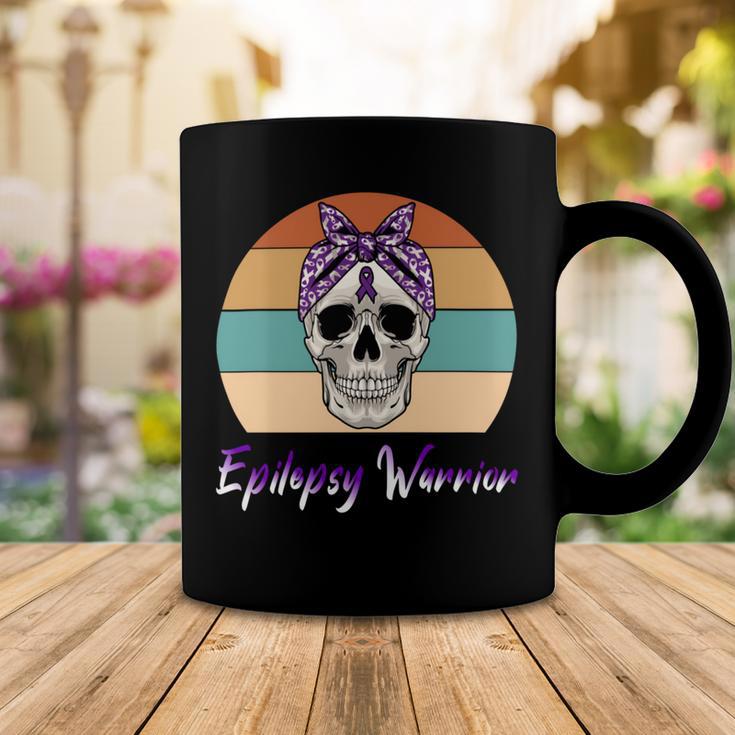 Epilepsy Warrior Skull Women Vintage Purple Ribbon Epilepsy Epilepsy Awareness V2 Coffee Mug Funny Gifts