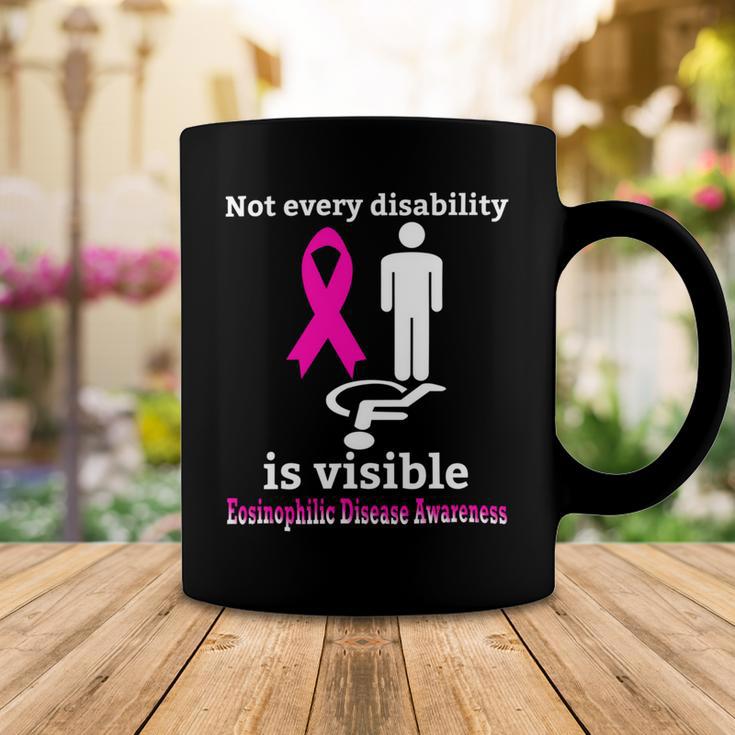 Every Disability Is Visible Eosinophilic Disease Awareness Pink Ribbon Eosinophilic Disease Eosinophilic Disease Awareness Coffee Mug Funny Gifts