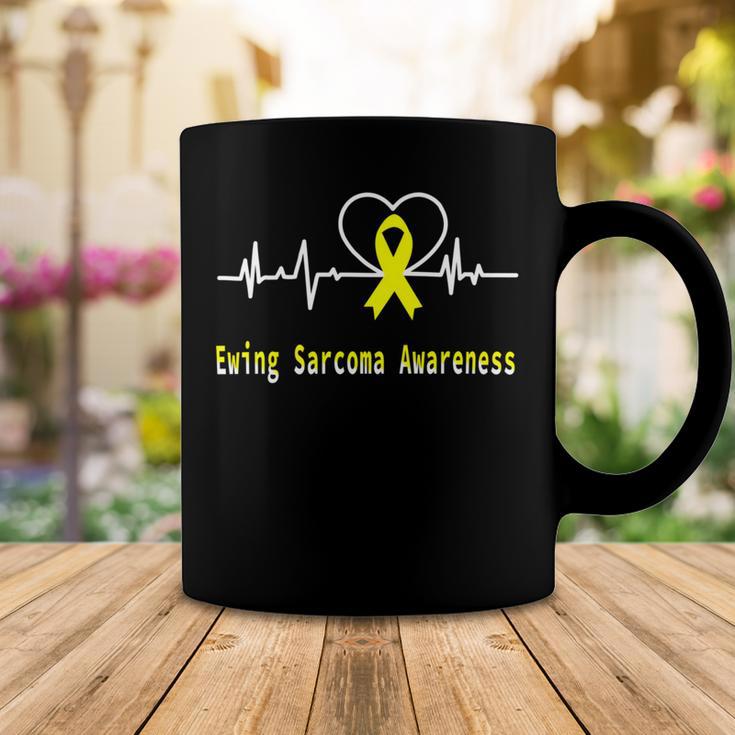 Ewings Sarcoma Awareness Heartbeat Yellow Ribbon Ewings Sarcoma Ewings Sarcoma Awareness Coffee Mug Funny Gifts