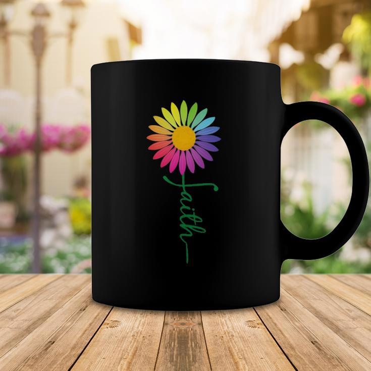 Faith Cross Flower Rainbow Christian Gift Coffee Mug Unique Gifts
