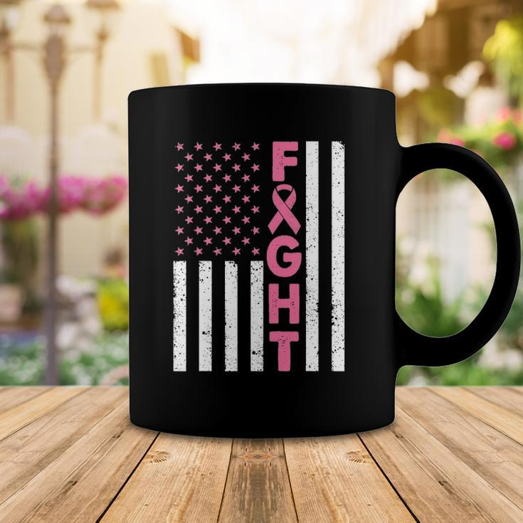 Fight Pink Ribbon Flag Breast Cancer Awareness Coffee Mug Unique Gifts