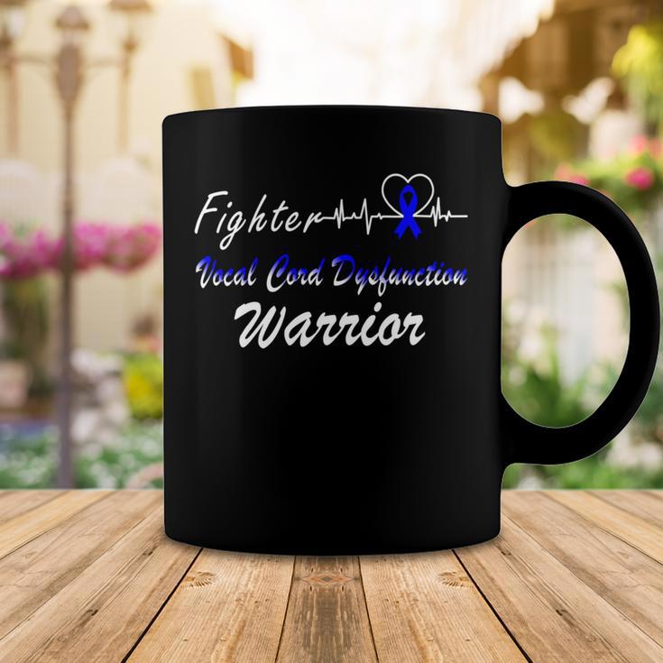 Fighter Vocal Cord Dysfunction Warrior Heartbeat Blue Ribbon Vcd Vocal Cord Dysfunction Awareness Coffee Mug Funny Gifts