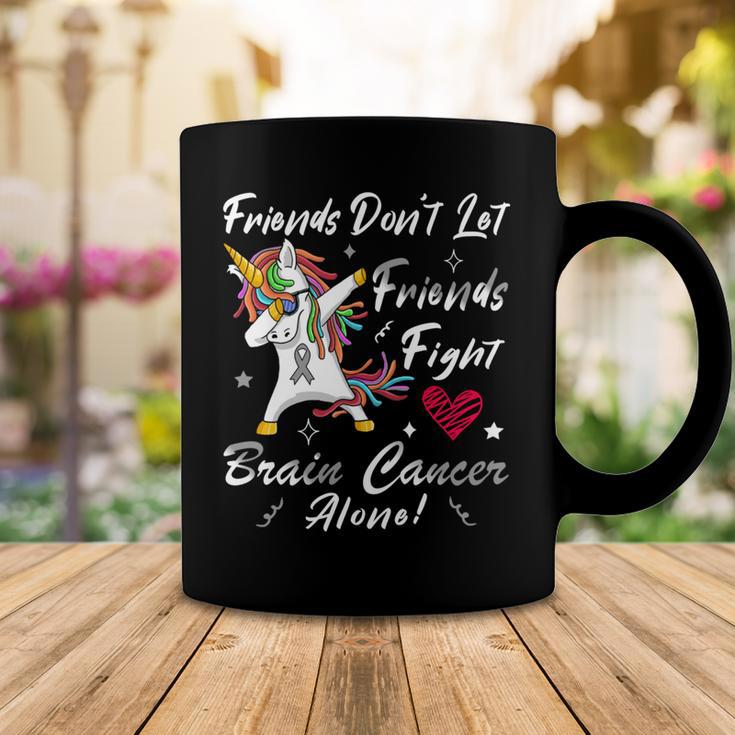 Friends Dont Let Friends Fight Brain Cancer Alone Unicorn Grey Ribbon Brain Cancer Brain Cancer Awareness V2 Coffee Mug Funny Gifts