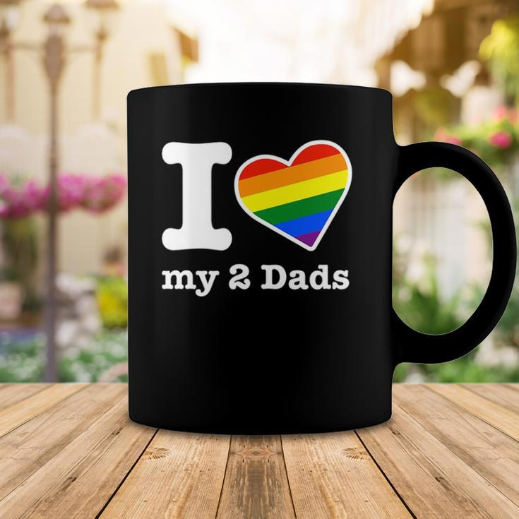 Gay Dads I Love My 2 Dads With Rainbow Heart Coffee Mug Unique Gifts