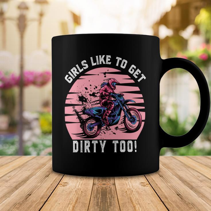 Girls Like To Get Dirty Too Funny Girl Motocross Gift Girl Motorcycle Lover Vintage Coffee Mug Funny Gifts