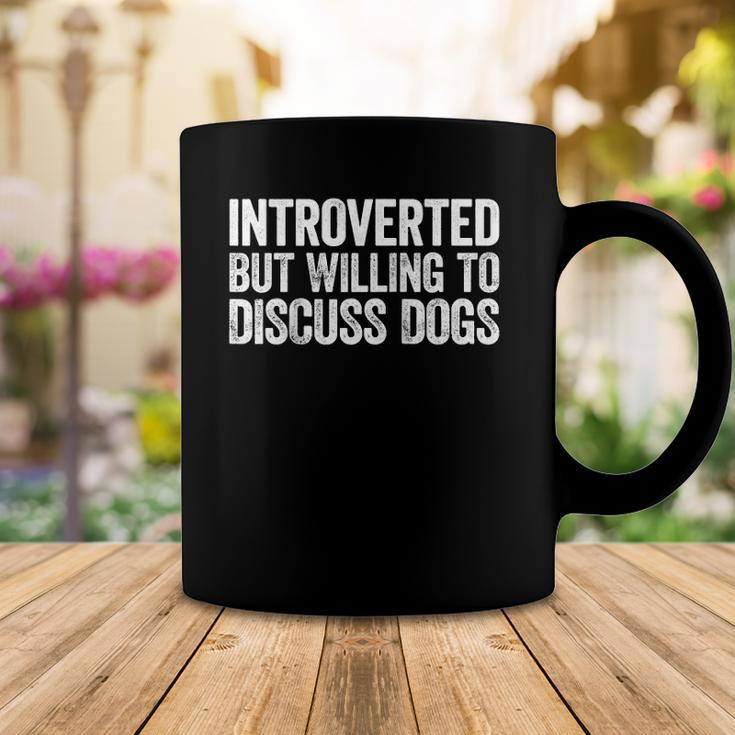 Introverted But Willing To Discuss Dogs Introvert Raglan Baseball Tee Coffee Mug Unique Gifts