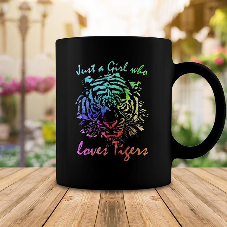 Just A Girl Who Loves Tigers Retro Vintage Rainbow Graphic Coffee Mug Unique Gifts