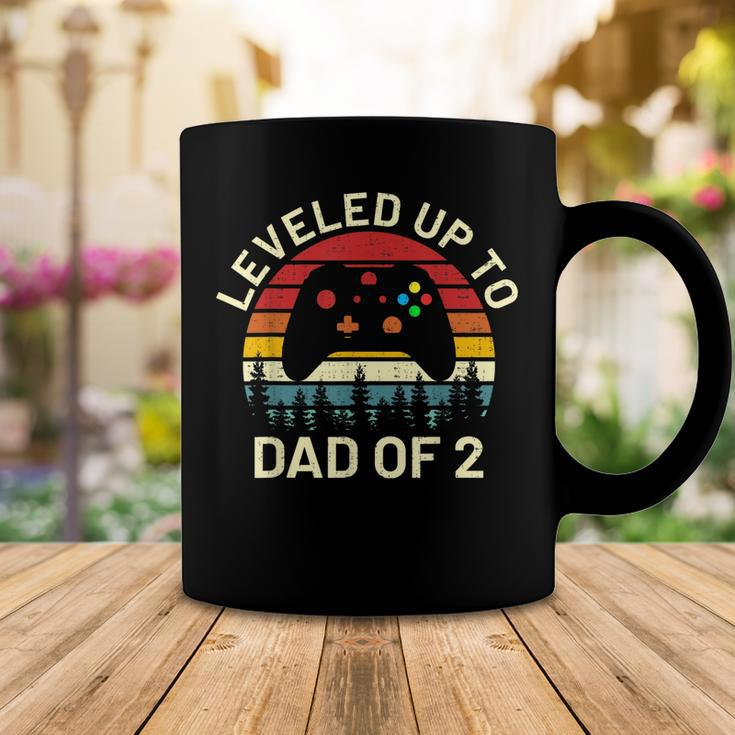Leveled Up To Dad Of 2 Video Gamers Funny Gaming Two Daddy Coffee Mug Funny Gifts