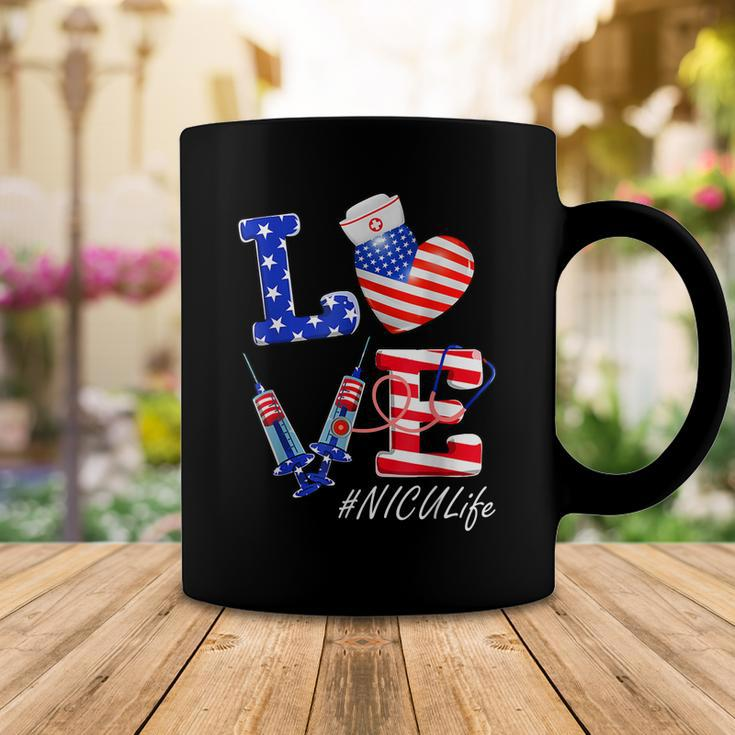Love Nicu Life Nurse 4Th Of July American Flag Patriotic Coffee Mug Funny Gifts