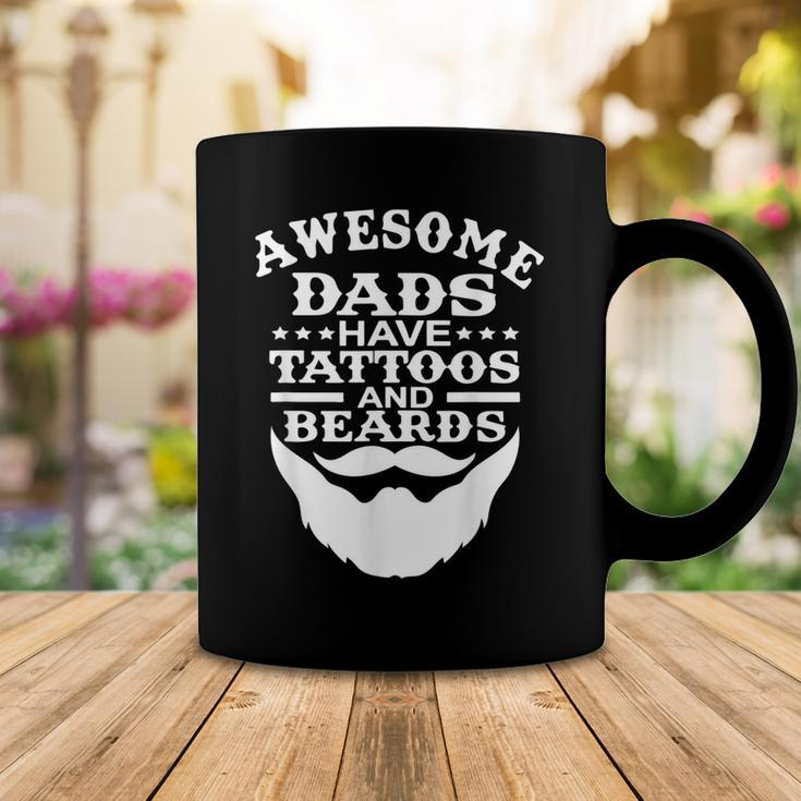 Mens Awesome Dads Have Tattoos And Beards Fathers Day V3 Coffee Mug Funny Gifts