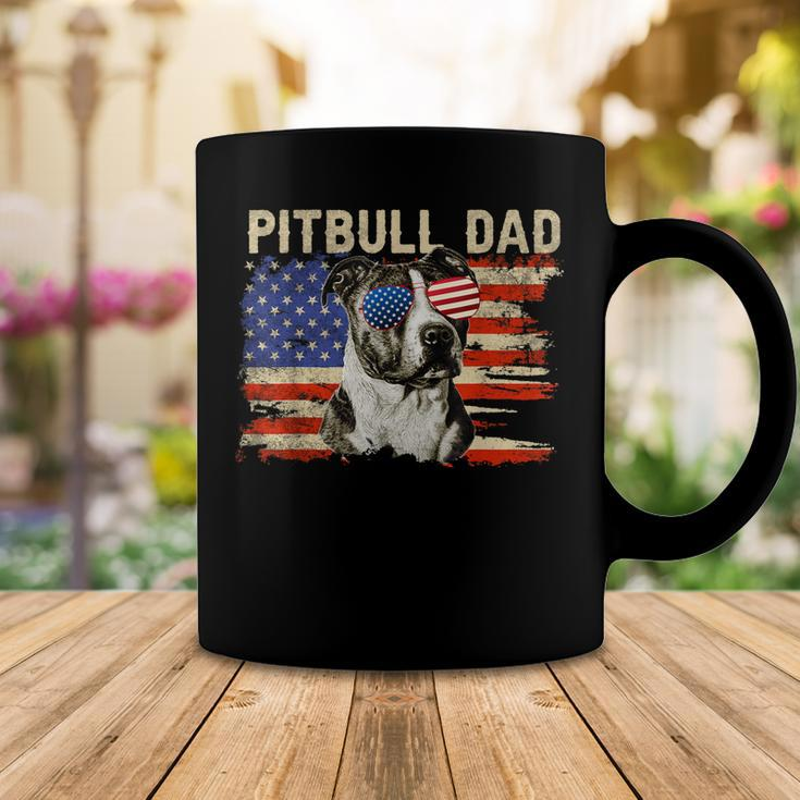 Mens Patriotic Pitbull Dad 4Th Of July American Flag Usa Coffee Mug Funny Gifts