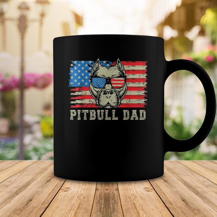 Mens Pitbull Dad American Pit Bull Dog Us Flag 4Th Of July Coffee Mug Unique Gifts