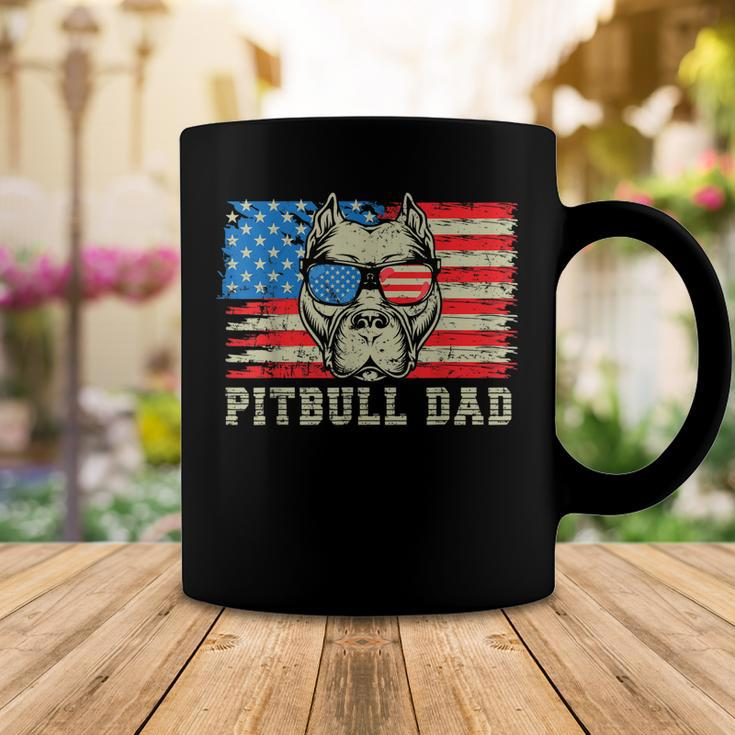 Mens Pitbull Dad American Pit Bull Dog Us Flag 4Th Of July Coffee Mug Funny Gifts