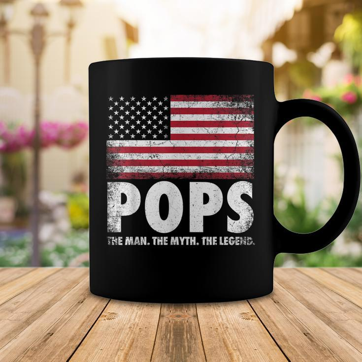 Mens Pops The Man Myth Legend Fathers Day 4Th Of July Grandpa Coffee Mug Funny Gifts