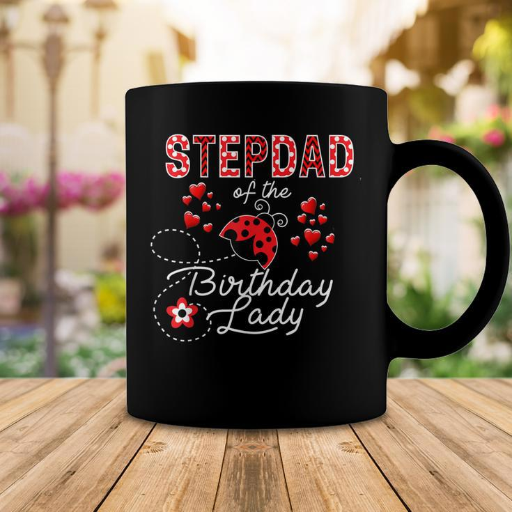 Mens Stepdad Of The Birthday Lady Ladybug Birthday Hearts Coffee Mug Funny Gifts