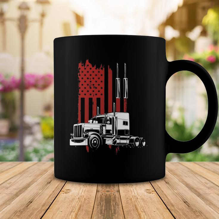 Mens Trucker American Flag Patriotic Truck Driver 4Th Of July Coffee Mug Unique Gifts