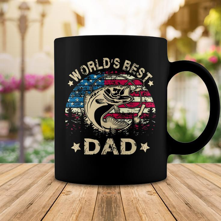 Mens Worlds Best Fishing Dad4Th Of July American Flag Coffee Mug Funny Gifts