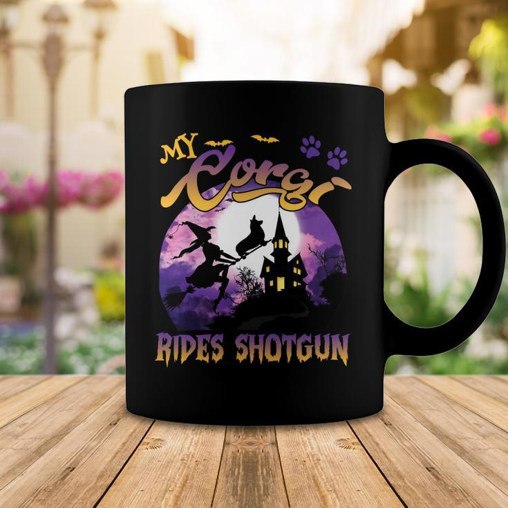 My Corgi Rides Shotgun Cool Halloween Protector Witch Dog Coffee Mug Unique Gifts