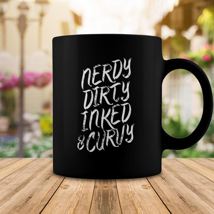 Nerdy Dirty Inked & Curvy Tattoo Woman Girl Nerd Coffee Mug Unique Gifts